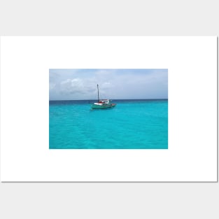 Sailing Serenity in the Azure Waters of the Caribbean Posters and Art